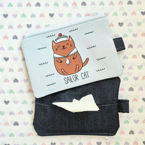 Sailor Cat Tissue Zipper Pouch