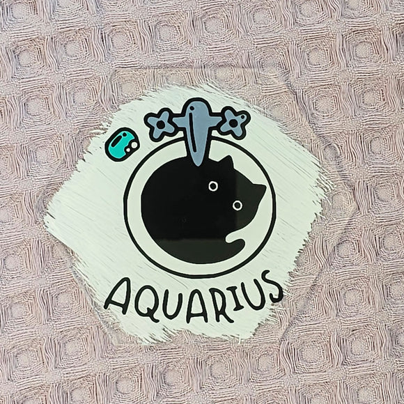 Aquarius Cat Theme Acrylic Coaster