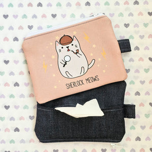 Sherlock Meows Tissue Zipper Pouch