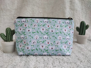 Cotton Dog (Blue) Large Zipper Pouch