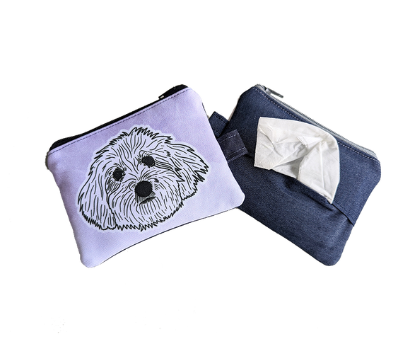 Bichon Line Art Tissue Zipper Pouch