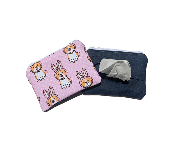 Corgi Bunny Tissue Zipper Pouch