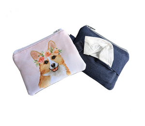 Corgi Portrait Tissue Zipper Pouch