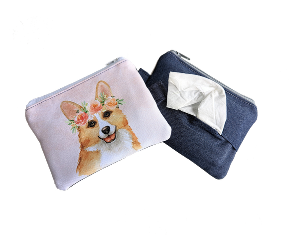 Corgi Portrait Tissue Zipper Pouch