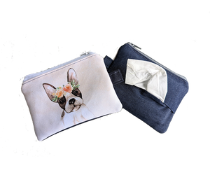 Frenchie Portrait Tissue Zipper Pouch