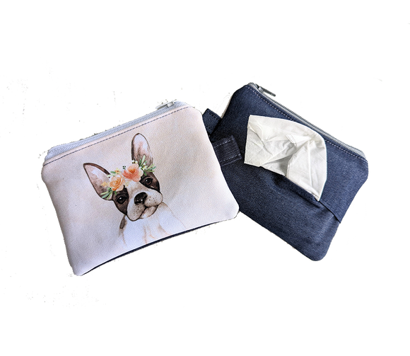 Frenchie Portrait Tissue Zipper Pouch