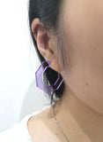 Green Geometric Hoop Earrings