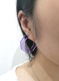 Blue Geometric Hoop Earrings