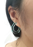 Green Geometric Hoop Earrings