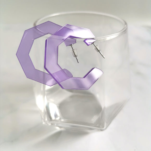 Purple Geometric Hoop Earrings
