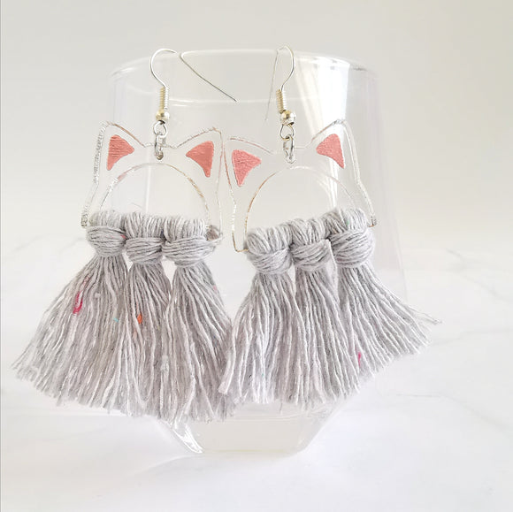 Manja the Cat Macrame Earrings