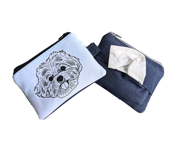 Maltese Line Art Tissue Zipper Pouch