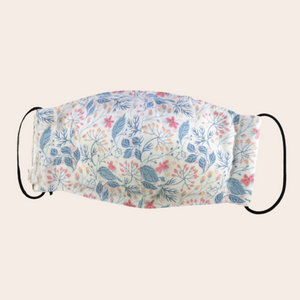Pastel Blue Floral Fabric Mask