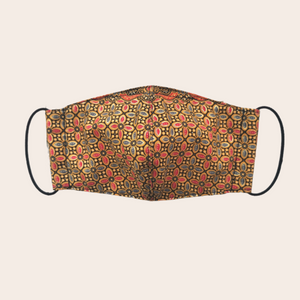 Orange Metallic Batik Fabric Mask