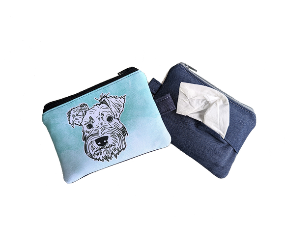 Schnauzer Lined Art Tissue Zipper Pouch